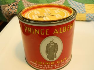Vintage Prince Albert 14 Oz Round Tin Can Reynolds Crimp Cut Tobacco