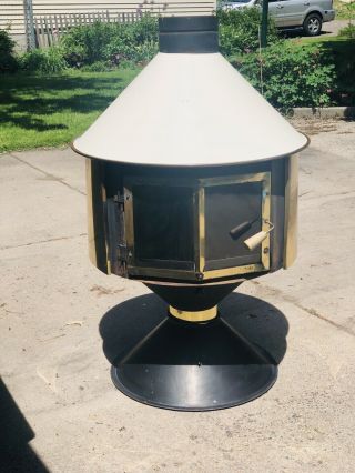 Vintage Cone Fireplace Mid Century Modern Atomic Malm Style Wood