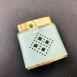 Vintage Prince Gardner Leather Lighter Teal Made In Japan Smoking Tobacciana