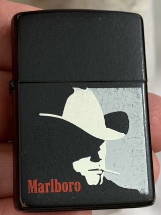 1992 Zippo Lighter - Marlboro Cigarettes - Marlboro Man - Cowboy In Hat -