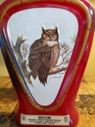Vintage Jim Beam Decorative Whiskey Decanter J.  Lockhart Artist Horned Owl & Box 2