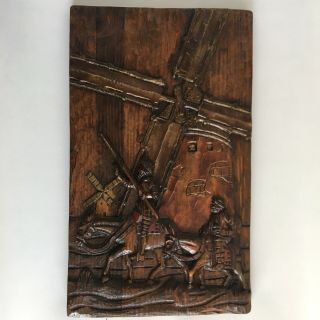 Don Quixote Wall Hanging Carved Wood Antique Vintage 24 X 14 Folk Art Aafa