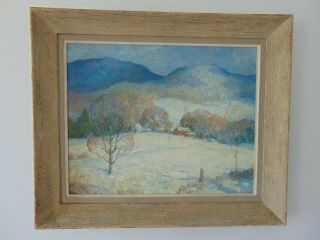 Vintage Landscape Oil Painting By J.  D.  Whiting - Winter Scene