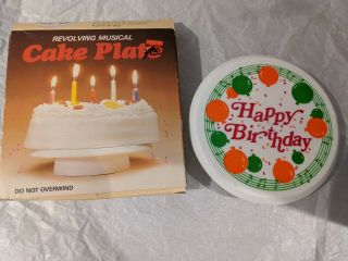 Vintage Musical Wind - Up Revolving 7 " Happy Birthday Cake Plate W/box