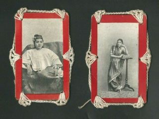 Scarce - 2x Nautch Girls - Lace Edge Cigarette Cards - B.  A.  T.  C.  1907 Gp.  4 (qs04)