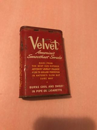 Vintage Collectible Velvet Pipe And Cigarette Smoking Tobacco Pocket Tin Red 2