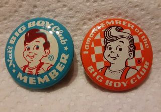 2 Vintage - - Big Boy Club Member - - Pinback Button Pin