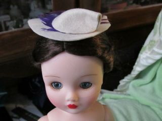 Vintage Tan Felt Hat With Purple Feather For A Cissy Doll