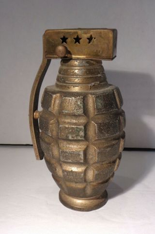 Vintage 4½ " Metal Hand Grenade Combat P.  G.  L.  Cigarette Lighter