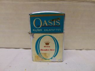 Vintage Continental Cigarette Lighter Oasis Menthal Mist Blue Crown Double Sided