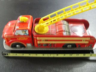 Louis Marx Vintage Fire Truck Tin Litho Friction Collectible