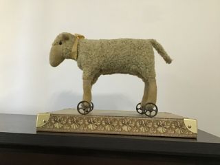 Antique Vintage Wool Lamb/sheep Toy On Wheels Steiff?