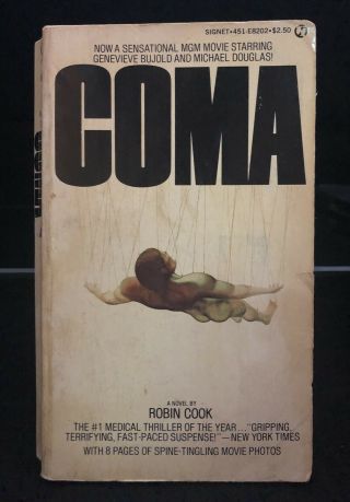 Coma By Robin Cook Vintage Paperback W/ Movie Tie - In,  Film Scenes & Pullout Ad