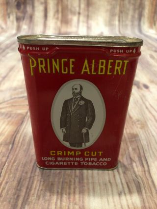 Vintage Prince Albert Crimp Cut Tobacco Tin Can 1 5/8oz.  Empty
