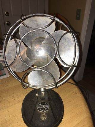 Antique Vintage Art Deco Gilbert Electric Tilt Oscillating Silver Swan Fan