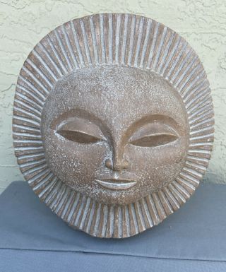 Vintage Paul Bellardo 1968 Mcm Austin Prod Sun Face Sculpture " Montezuma "