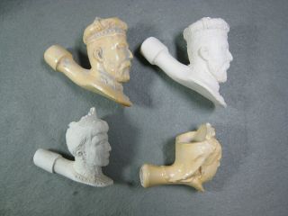 4 Made In England Clay Pipes 2 King Edward Vii And Queens Victoria,  Alexandria