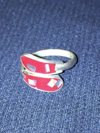 Vtg Sterling Silver - Mexico Abalone Inlay Bypass Ring Size 8