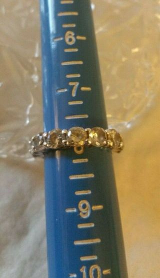 Vintage 925 Sterling Silver Eternity Band Cocktail Ring Size 8 Cz Round Cut Pjm