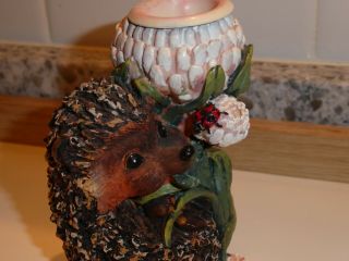 Vintage 1996 Bramble & Clover 4.  5 " Hedgehog Ladybug Single Candle Holder 496195