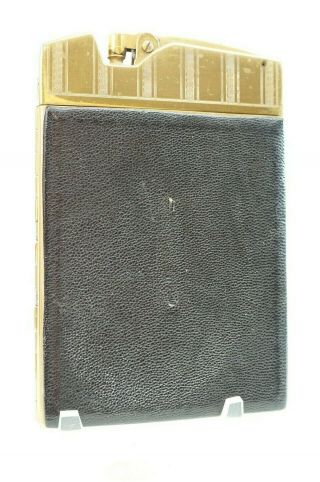 Vintage Ronson Case Cigarette Lighter Gold Tone Leather Sides Missing Monogra