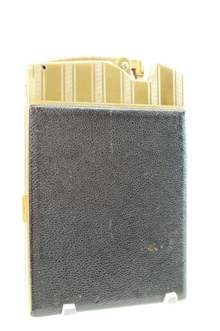 Vintage Ronson Case Cigarette Lighter Gold tone Leather sides Missing monogra 2