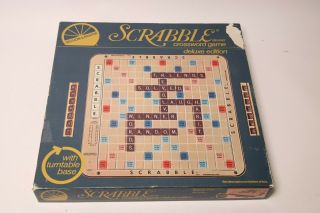 Vintage 1982 Scrabble Deluxe Edition W/ Turntable Base Complete