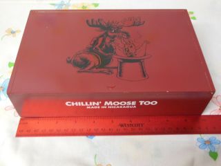 (1) Chillin Moose Too 6 X 60 Empty Red Large Moose Wooden Cigar Box