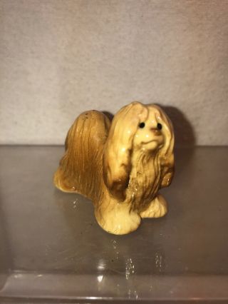 Vtg Hagen Renaker Miniature Brown Lhasa Apso Puppy Dog Figurine Looking Left