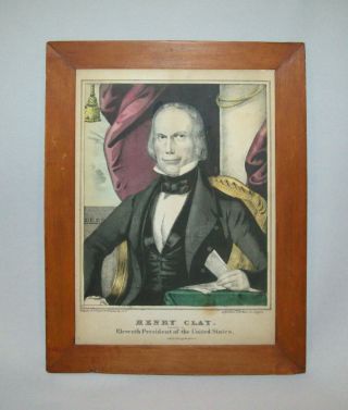 Antique Vtg 19th C 1840s Henry Clay President Campaign Lithograph Kellogg Print