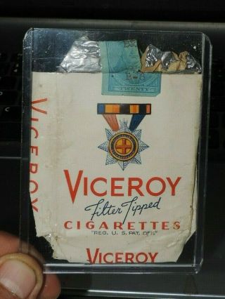 Old Vintage Viceroy Cigarette Tobacco Filter Tipped Empty Pack Advertising
