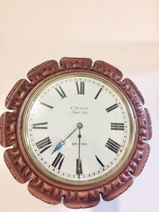 English Made Carved Mahogany Cased Single Fusee Wall Clock By Jn Sutton C1870