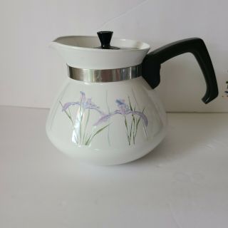 Corning Ware Teapot 6 Cups Shadow Iris Pattern P - 104 Vintage Kitchen