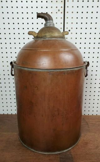 Antique Copper Moonshine Whiskey Still with Coil Great Patina 2 3