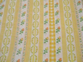 Vintage Sears Perma - Prest Percale Floral/gingham Striped Full Flat Sheet
