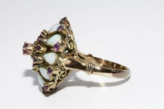 $2,  200 3.  00CT ANTIQUE ART DECO NATURAL RUBY & OPAL COCKTAIL RING 18K YELLOW GOLD 3
