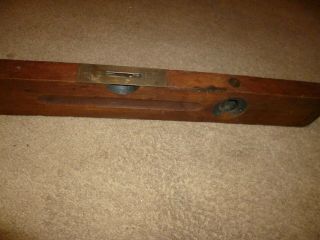 Vintage Stanley No.  0 Level Cherry 28 " Wood Carpenters Bubble Level Made In Usa