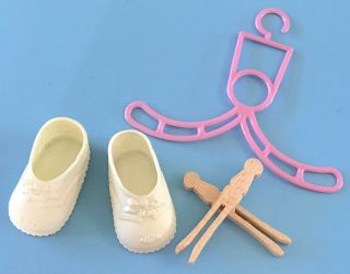 Vintage Orig Tiny Tears Doll Shoes,  Clothes Pins,  Hanger Betsy Wetsy Dy - Dee Baby