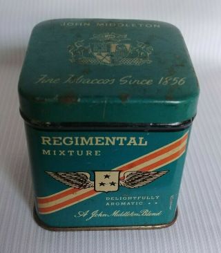 Vtg John Middleton Regimental Mixture Tobacco Tin Empty Box 2 1/4 " ×2 1/4 " Usa