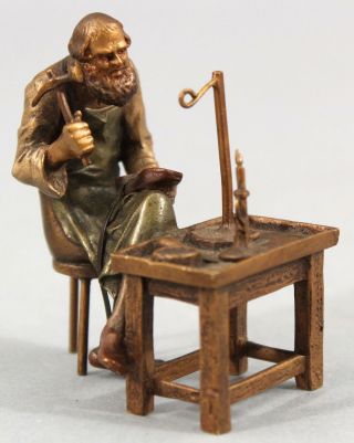 Antique Franz Bergman Miniature Austrian Bronze Figure Cobbler Shoemaker,  Nr