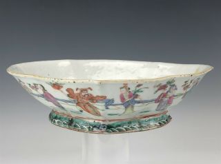 Vintage Chinese Export Famille Rose Figural Enamel Porcelain Narcissus Bowl Wbe