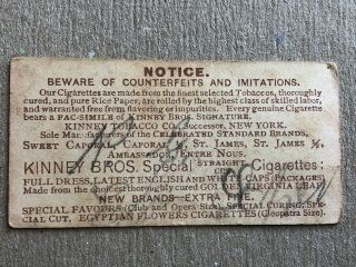 Kinney Bros.  Special Straight Cut Cigarettes – General,  Denmark - Card 1800 ' s 2