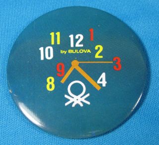 Vintage By Bulova Watch Clock Company Advertising Souvenir Button Pin Pinback