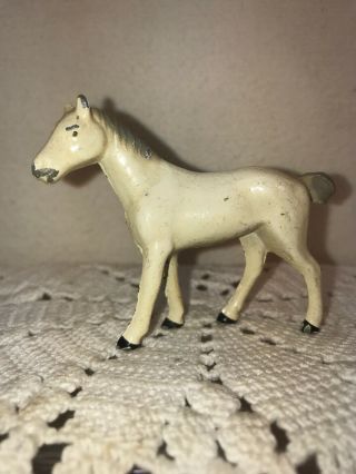Vtg 1930’s? Heavy Metal Toy Railroad Miniature White Horse May Be Hubley