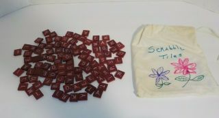 Set Of 100 Scrabble Tiles Maroon Red Burgundy Vintage Letters Arts Crafts C3