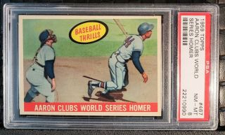1959 Topps - Aaron Clubs World Series Homer 467 - Psa 8 - Hank Aaron Beauty