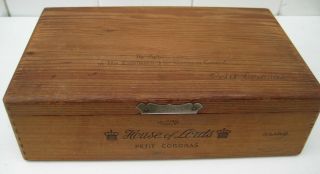 Vintage House Of Lords Wooden Wood Cigar Box Hinged Lid