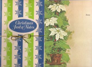 Vintage Current Christmas Just A Notes 16 Ct White Poinsettia Holiday With Seals