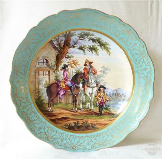 Very Large Antique Mid 19th Century Meissen Hand Painted Charger Plate 34cms
