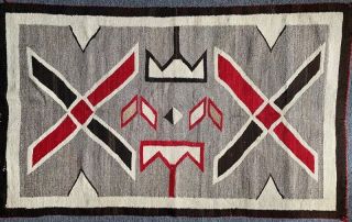 Vintage Navajo Regional Wool Rug W Graphic Design,  C.  1920 - 30s